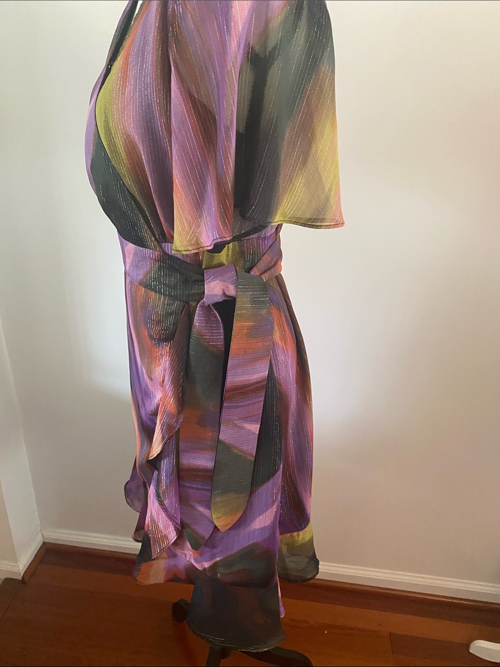 Nicole miller size 4 iridescent wrap dress - Picture 5 of 8